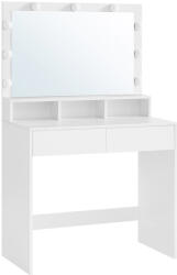 VASAGLE Fésülködőasztal, sminkasztal tükörrel, 9 LED izzóval, fehér 80x40x140cm (RDT120T10)