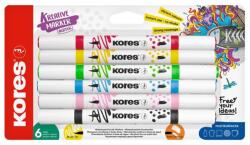 Kores Dekormarker készlet, akril, 1-2 mm, kétvégű, KORES " K-Kreative", 6 különböző szín (IK23061) - tintasziget