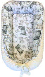  Kétoldalas pamut/minky babafészek kókuszbetéttel - Bézs ZOO