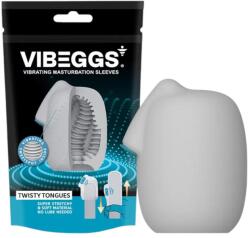 VIBEGGS Twisty Tongues - vibrációs tojás maszturbátor (fehér) - erotikashow