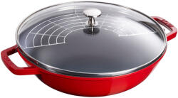 Staub Specialties | Wok üvegfedővel 30 cm | kerek | öntöttvas | cherry (40511-345-0)