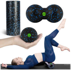 Neo-Sport Gyakorlóhenger + labda + dupla masszázslabda NS-998 fekete-kék készlet (199800)