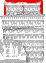  Karácsonyi pamut ágynemű huzat szürke alapszínen havas téli táj mintával - 140x200 cm