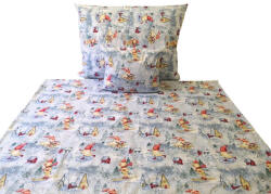  Karácsonyi 3 részes pamut ágynemű huzat - 140x200 cm / Téli sportos manók - jégkék