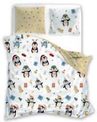  2 részes 140x200 cm karácsonyi pamut ágynemű huzat - pingvinek