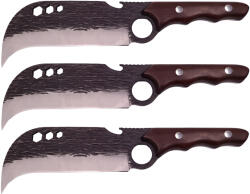 DEPOX Set trei cutite macelarie DEPOX®, lucrate manual, Claw of Osaka, 27.5 cm, maro, teaca piele (F132 + F132 + F132)