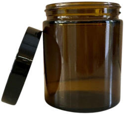  Borostyán barna üveg tégely tetővel 180 ml