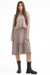 U See Rochie catifelata suprapusa, cu puloveras petrecut la spate, bej inchis Talie unica