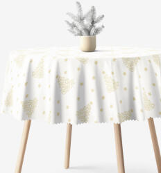 Goldea karácsonyi kör alakú teflonos terítő - aranyszínű karácsonyfák és csillagok Ø 160 cm