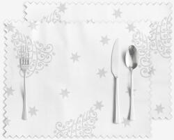 Goldea karácsonyi teflonbevonatú reggeliző alátét - ezüstszínű karácsonyfák és csillagok - 2 db 30 x 40 cm