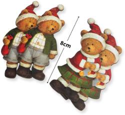 Nyomtatott dekorkarton - Karácsonyi piros maci pár 4db/csomag - kosarbolt