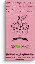 Cacao Crudo Ciocolată neagră crudă cu sare de Himalaya și boabe de cacao, 50 g