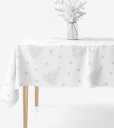 Goldea karácsonyi teflonbevonatú asztalterítő - ezüstszínű karácsonyfák és csillagok 100 x 140 cm