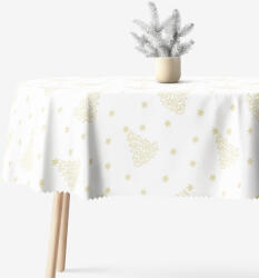 Goldea karácsonyi ovális teflonbevonatú asztalterítő - aranyszínű karácsonyfák és csillagok 140 x 200 cm