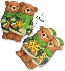 Nyomtatott dekorkarton - Karácsonyi zöld maci pár 4db/csomag - kosarbolt