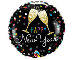 Pezsgős poharak HNY fólia lufi 46 cm (MLG279208) - csucsajandek