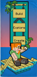 Minecraft Build fürdőlepedő, strand törölköző 70x140cm (BRM019386) - csucsajandek
