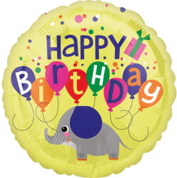  Happy Birthday Elephant fólia lufi 43 cm (DPA4125001) - csucsajandek