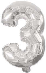 Mini 3-as Silver szám Fólia lufi 31 cm (PNN89800) - csucsajandek