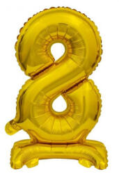  Arany B&C Gold mini 8-as szám fólia lufi talppal 38 cm (MLG135183) - csucsajandek