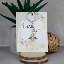 csucsajandek Ásvány angyalka kulcstartó-citrin (CSW503120)