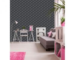 DIMEX ART Tapet vlies de lux cuburi 3d negre orizontale