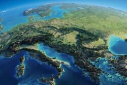DIMEX ART Fototapetă vlies hartă 3d a europei 375 x 250 cm