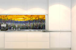 DIMEX ART Fototapet pentru bucătărie - pictură din denim cu iarbă de pajiște 180 x 60 cm