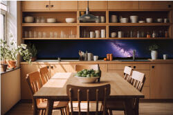 DIMEX ART Fototapet pentru bucătărie - calea lactee violetă 420 x 60 cm