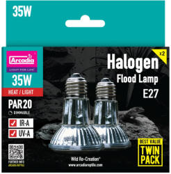Arcadia | Halogen Basking Spot Twin Pack | Halogén melegítő izzópár nappali sütkérező hüllők számára - 2 × 35 W / 63 mm