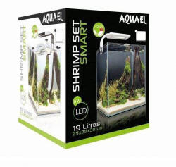 AQUAEL Shrimp Set Smart Day&Nnight 19 white | Nano akvárium (fehér) garnélarákoknak és kisebb halaknak - 25x25x30 cm