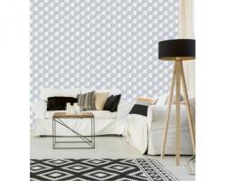 DIMEX ART Tapet vlies de lux cuburi 3d albe orizontale