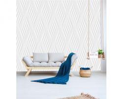 DIMEX ART Tapet vlies de lux valuri verticale albe