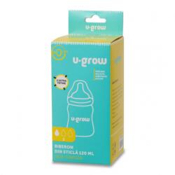 U-GROW Biberon de sticla 120 ml+2 tetine extra (UG0-04BS120) - Technodepo