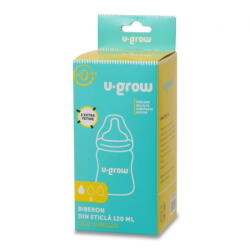 U-GROW Biberon de sticla 120 ml+2 tetine extra (UG0-04BS120) - emida