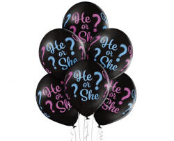 Fiú vagy Lány He or She léggömb, lufi 6 db-os 12 inch (30cm) (MLG011913) - csucsajandek