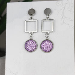 csucsajandek Nemesacél Druzy fülbevaló-Lila (CSW990718)