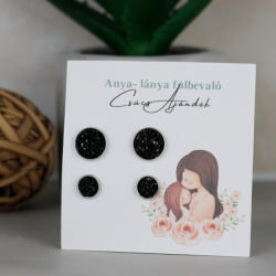csucsajandek Druzy fülbevaló szett - Anya/Lánya - Fekete (CSW203316)