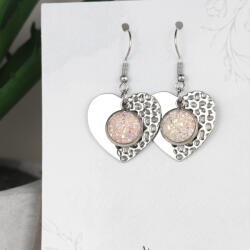 csucsajandek Nemesacél Druzy fülbevaló-Szív (CSW110279)