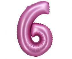  Rózsaszín Satin Pink 6-os szám fólia lufi 76 cm (MLG145021) - csucsajandek