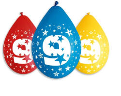 Happy Birthday 9 Star függő léggömb, lufi 5 db-os 12 inch (30 cm) (MLG318579) - csucsajandek