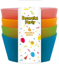 Színes Party félig átlátszó műanyag mélytányér 4 db-os (PNN94595) - csucsajandek