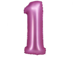  Rózsaszín Satin Pink 1-es szám fólia lufi 76 cm (MLG144550) - csucsajandek