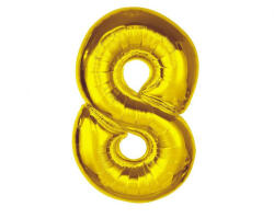  Arany 8-as Gold szám fólia lufi 92 cm (MLG189827) - csucsajandek