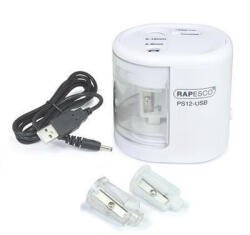 Rapesco Ascutitoare electrica Rapesco PS12 2 orificii cablu USB alb (IR1448)