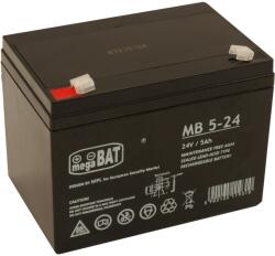 MW Power VRLA AGM akkumulátor, Megabat, 24V, 5Ah, 140x90x109mm, fekete (MB5-24)