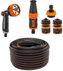 NEO TOOLS Kerti tömlő, csavarodásgátló, 6 rétegű, 50 m, szórópisztollyal és 4 tartozékkal, 1/2", NEO (320200)