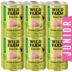 Wild Farm Premium Grain Free Chicken and Salmon Junior 12x400g - hrană fără cereale pentru pisoi