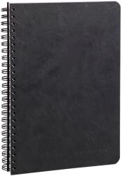 Clairefontaine Age Bag A5 spirálfüzet, 50 lap, bársonyos pergamenpapír 90 g/m2, PEFC tanúsítvánnyal, bőrhatású kartonborítással, 148x210 mm, Dictando, fekete (EMG785361C)