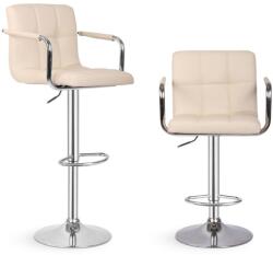 Miadomodo Scaun de bar 2pcs, cu brațe, bej (BRHK02bg-2er)